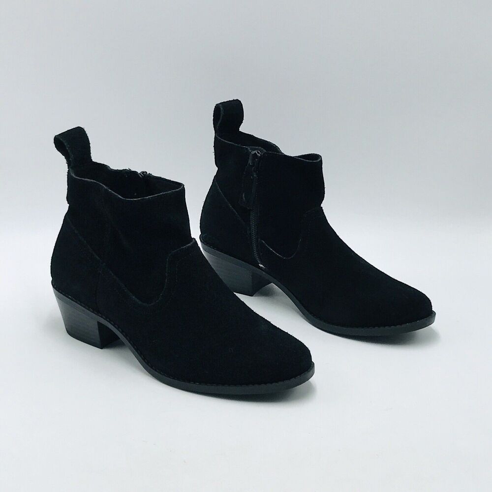 Vionic Women's 6 Vera Ankle Bootie Black Suede Leather Comfort Career Office